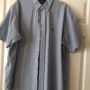 Men’s Ralph Lauren  short sleeve button down XL blue and brown checks.